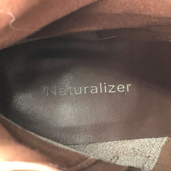 Naturalizer Women's Size 8M Brown Leather Block Heel Side Zip Ankle Booties - Picture 11 of 12